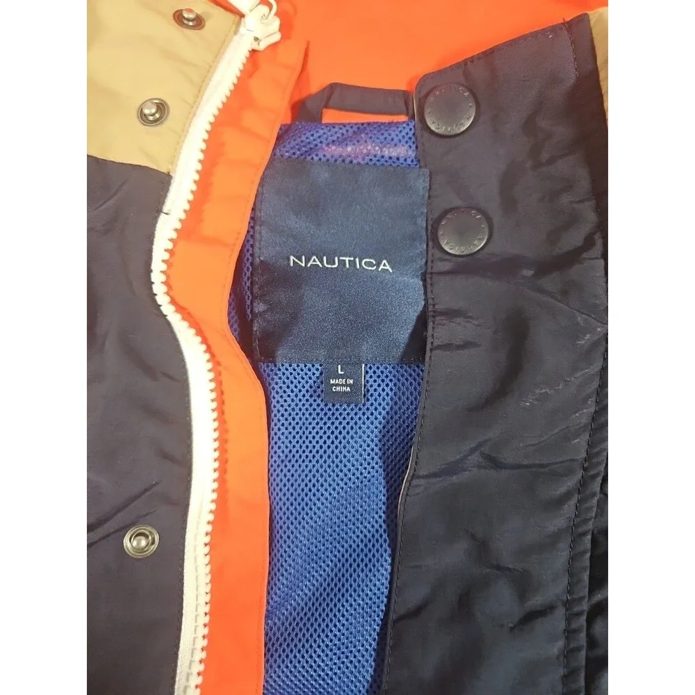 Nautica Men's Jacket Windbreaker Lightweight Full Zip w/ hidden hood Nautica Lg